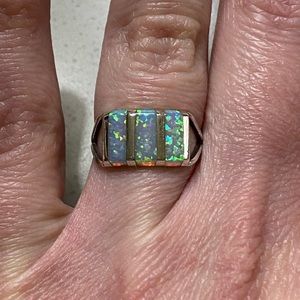 Sterling Silver Opal Ring (Size 5)
